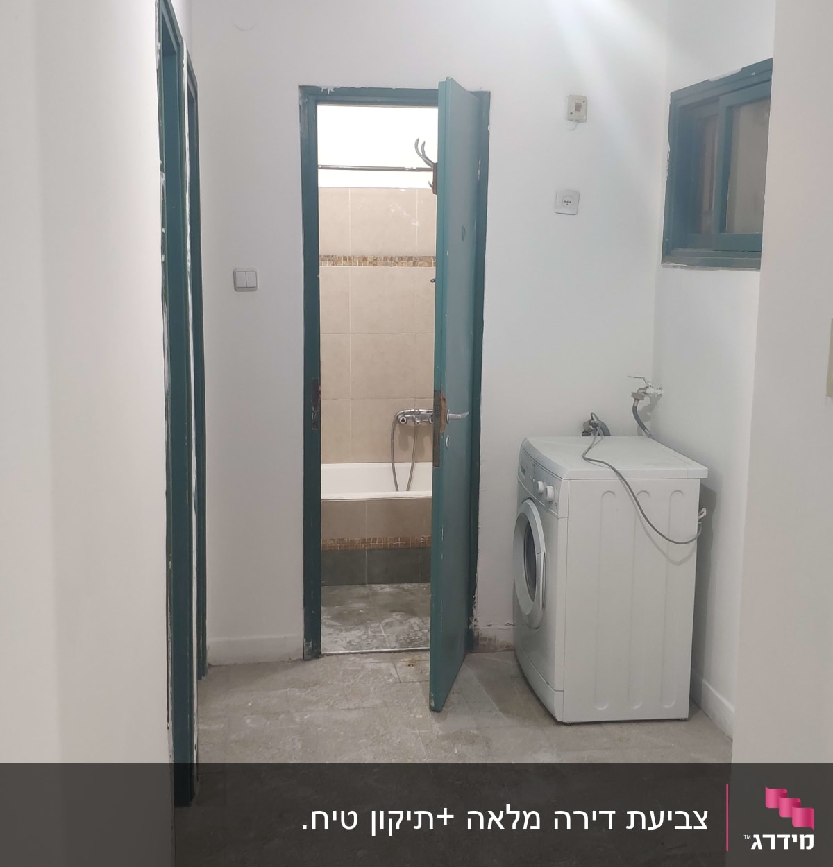 חדר עם דלתות צבועות בצבע ירוק כהה